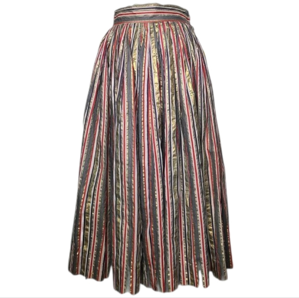 1950s Styled By Gurian Metallic Multi Stripe Vintage Skirt